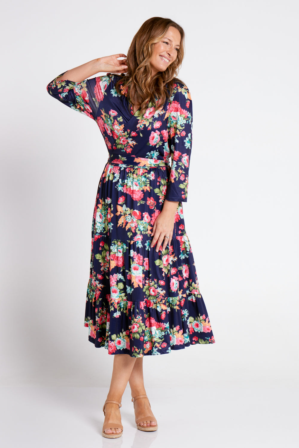 Imogen Wrap Dress - Navy Floral