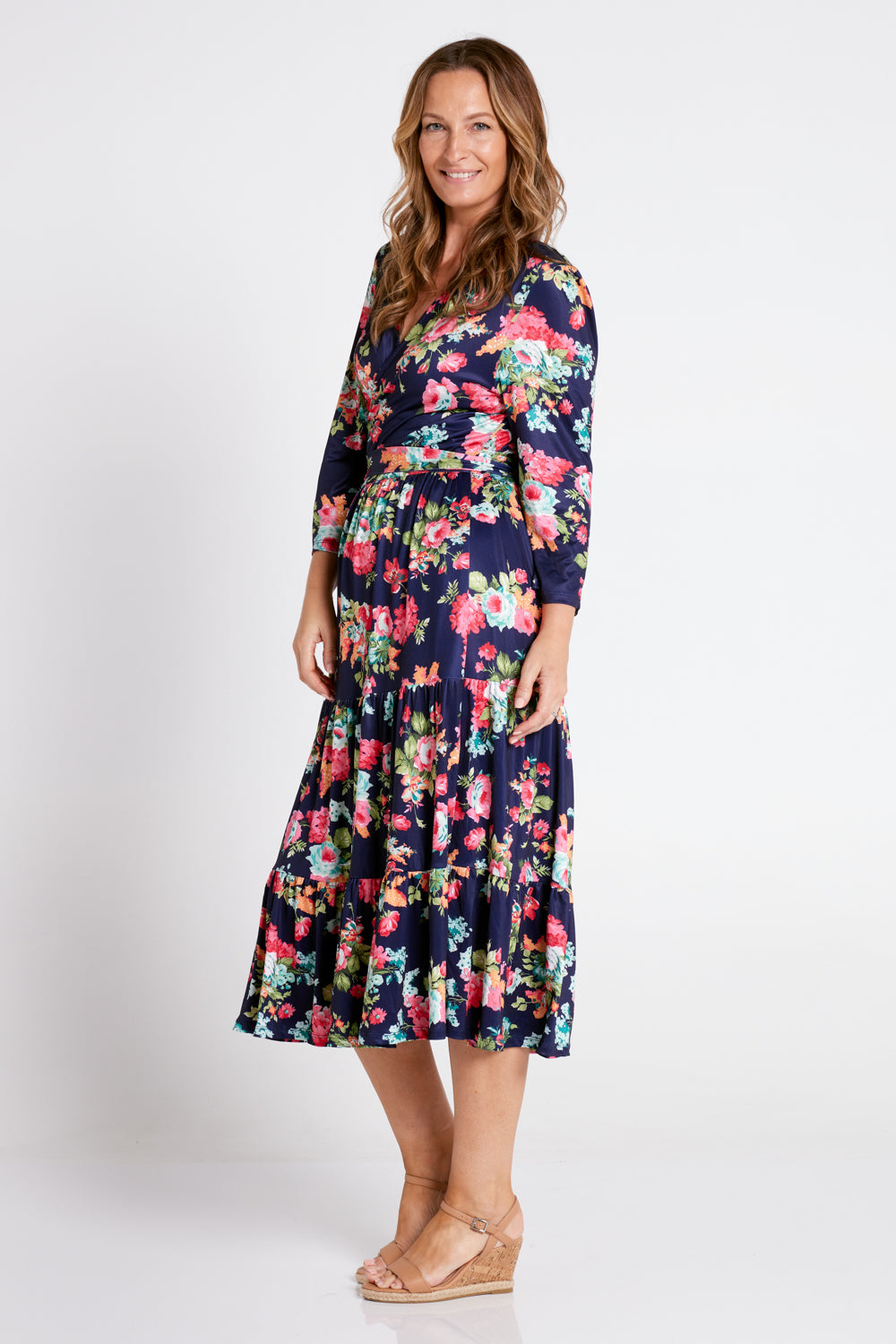 Imogen Wrap Dress - Navy Floral