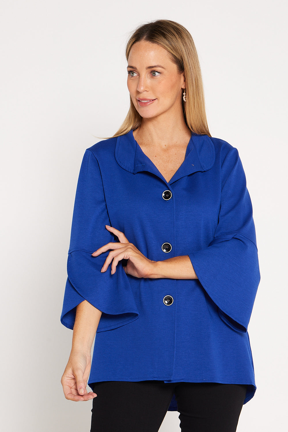 Jocelyn Tulip Sleeve Jacket - Royal Blue | Mature Women's Winter Style ...
