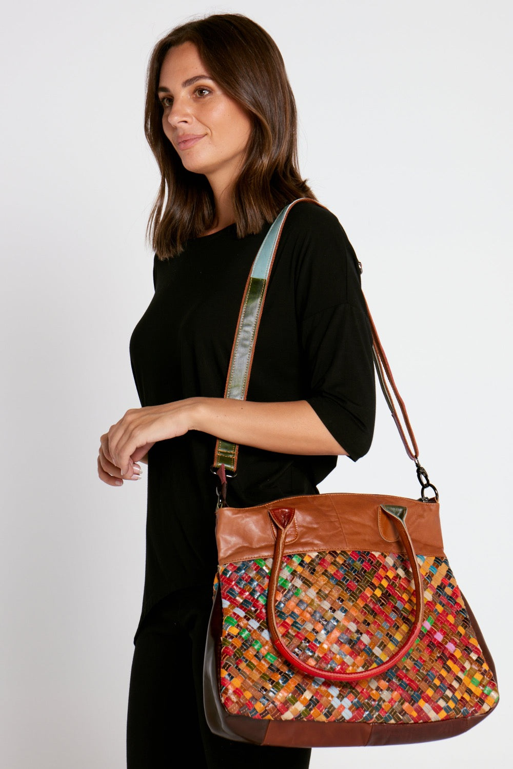 Jude Leather Handbag - Retro Weave