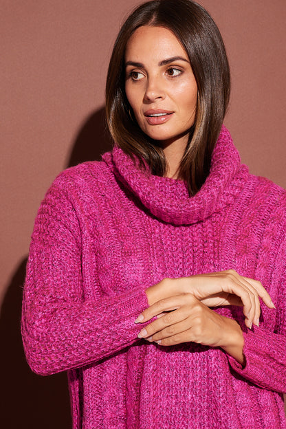 Kim Cable Cowl Knit - Pink