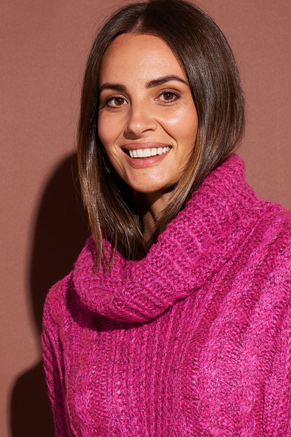 Kim Cable Cowl Knit - Pink