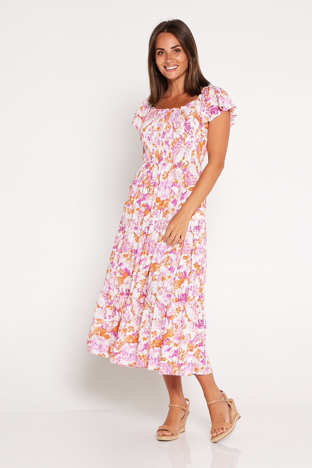 Leonora Dress - Pink Orange | New U Collection clothing online – TULIO ...