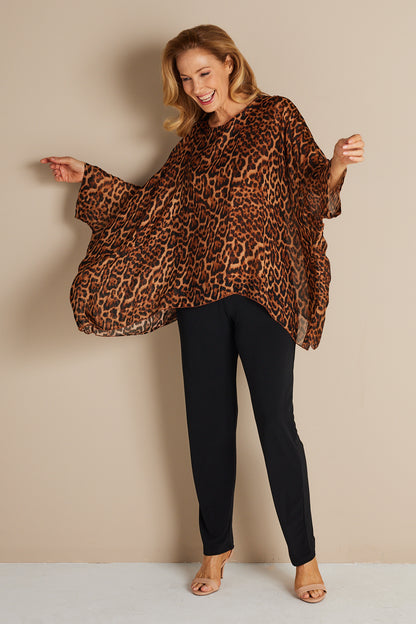 Luciana Silk Top - Leopard