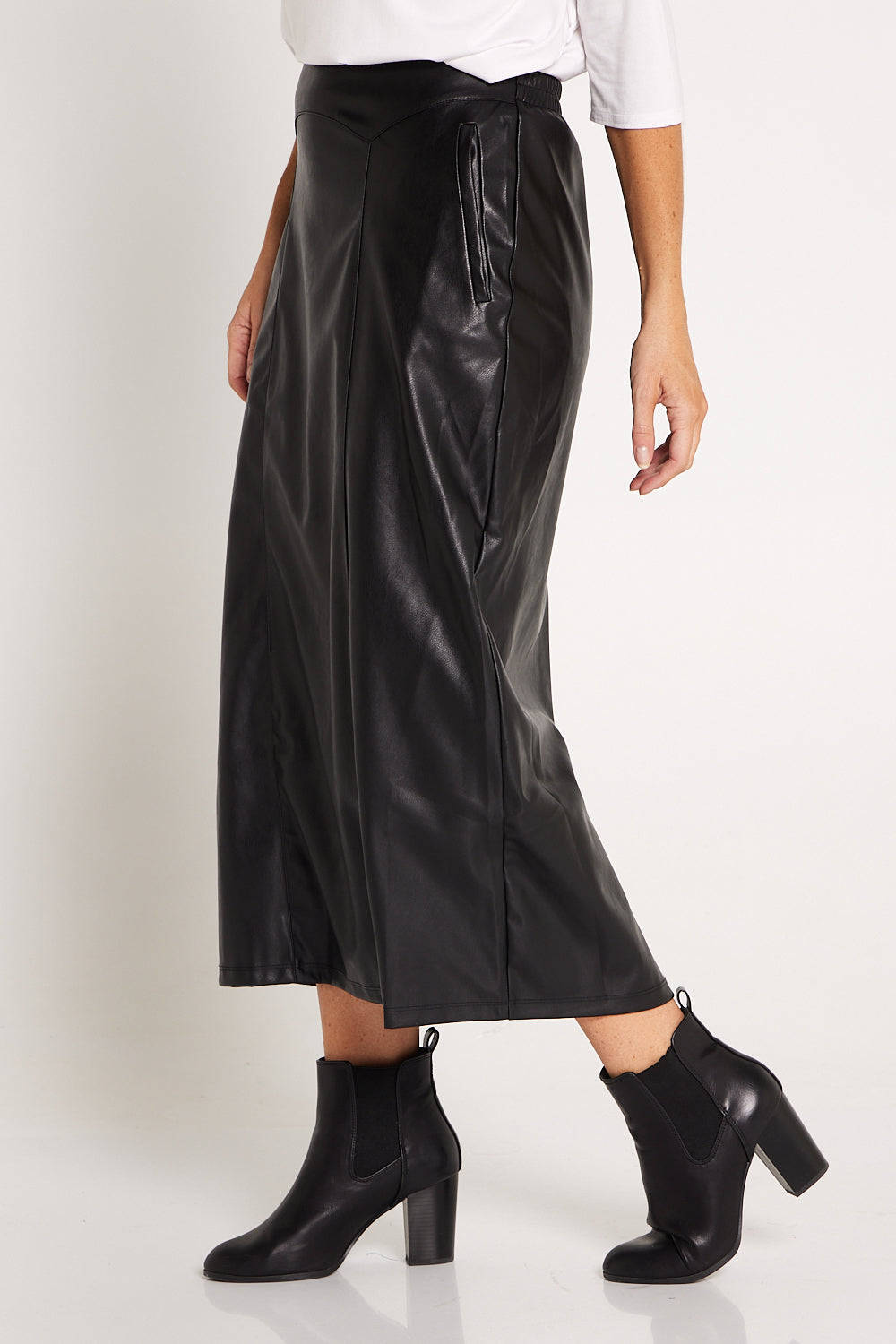 Marlene Vegan Leather Skirt - Black | Mature Women's Winter Skirts ...