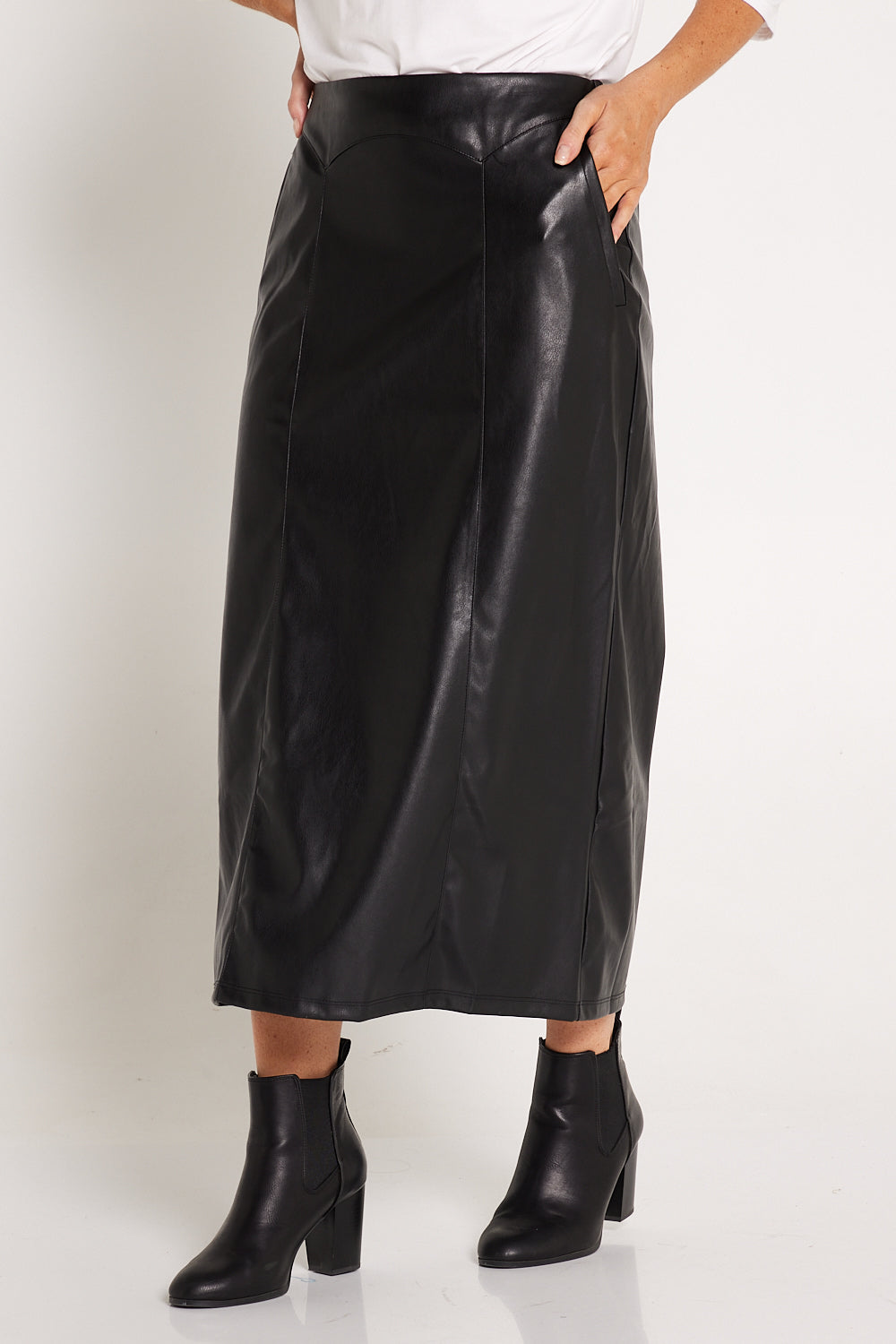 Marlene Vegan Leather Skirt - Black