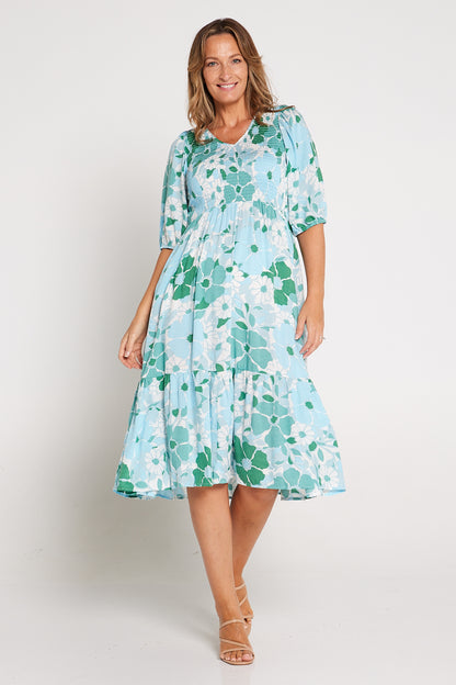 Marnie Dress - Aqua Floral