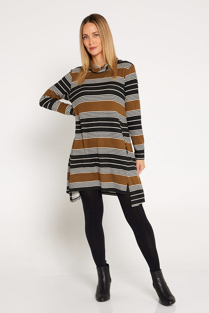 Mavis Knit Tunic - Camel Stripe