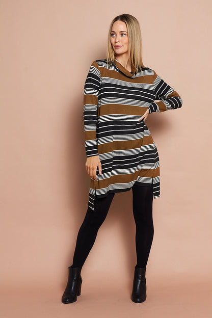 Mavis Knit Tunic - Camel Stripe