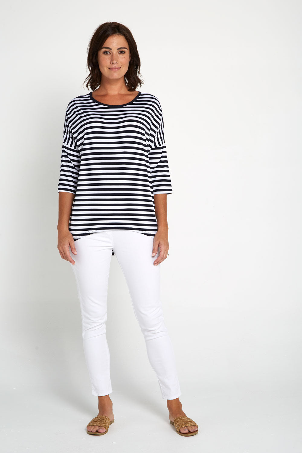 Montmartre Bamboo Top - Navy White Stripe