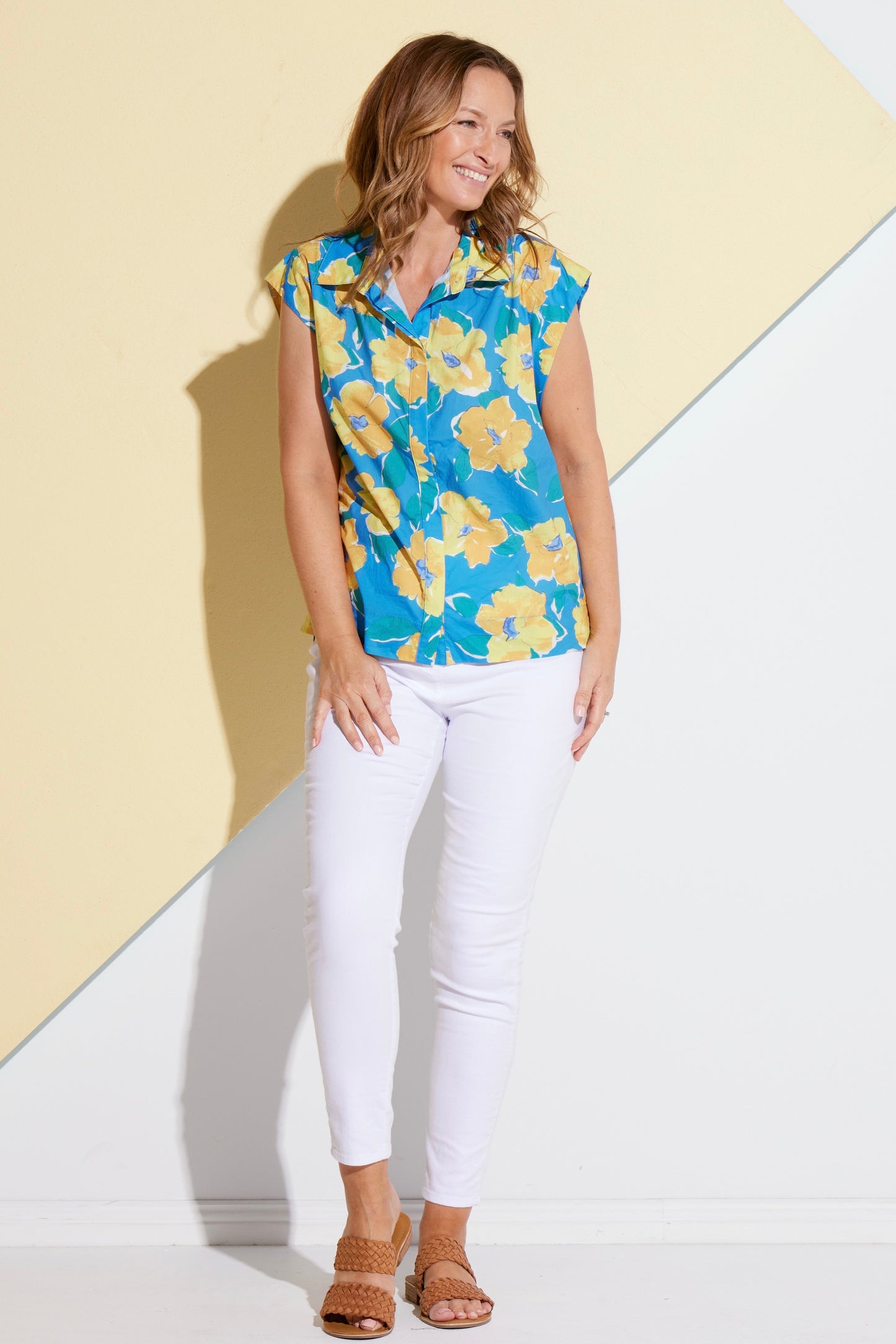 Fallon Cotton Shirt - Sunshine Floral