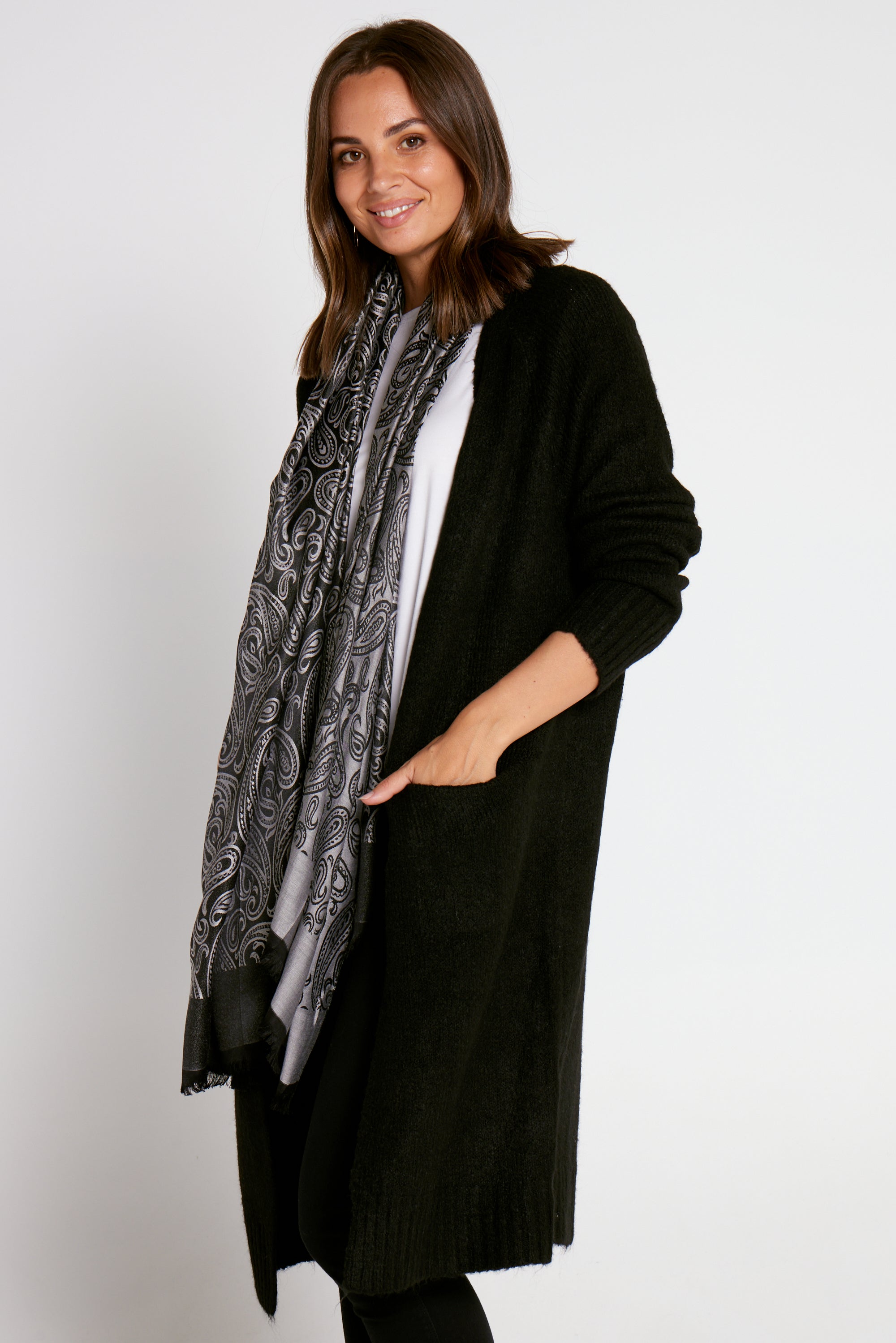 Paula Cardigan Black Cotton Village Clothing for Winter