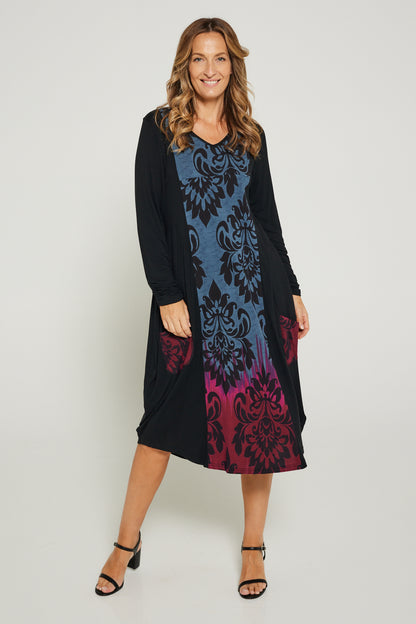 Carmina Midi Dress - Dusk Damask