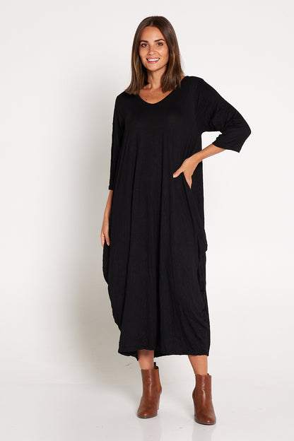 Sleeved Zoe Dress - Black