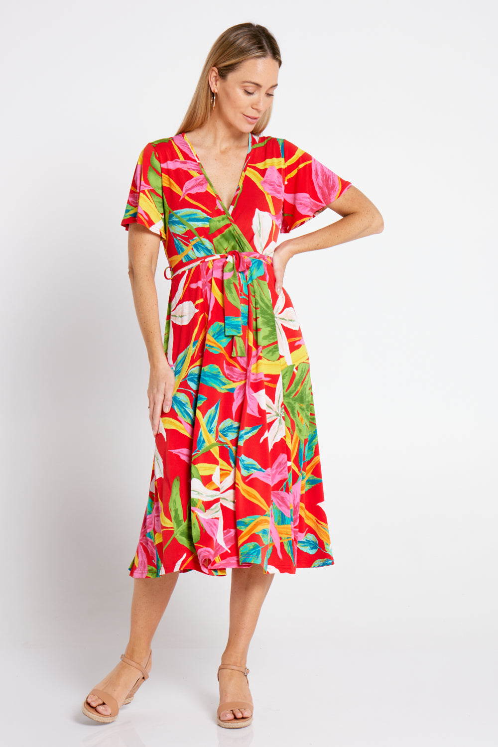 Stacey Wrap Dress Red Pink