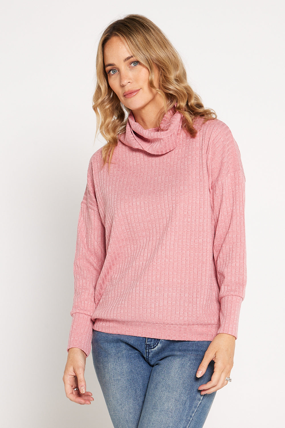 Taryn Cowl Knit Top - Pink