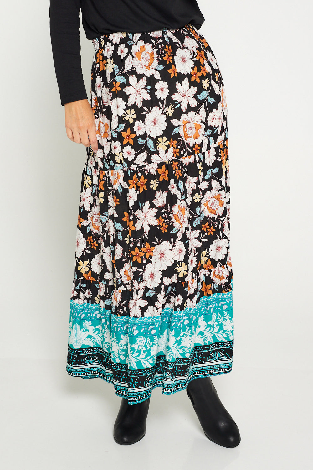 Tillie Skirt - Black Floral | Trendy Style Over 40s | TULIO Fashion