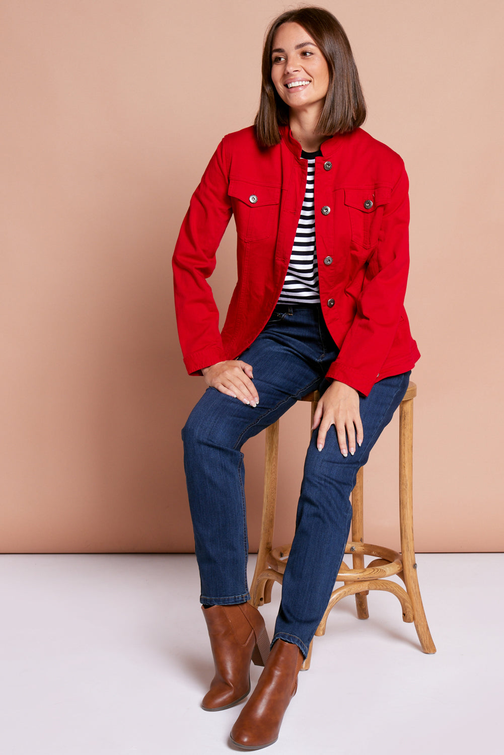 Buy Market And Spruce women plus size sterling denim jacket maroon Online |  Brands For Less