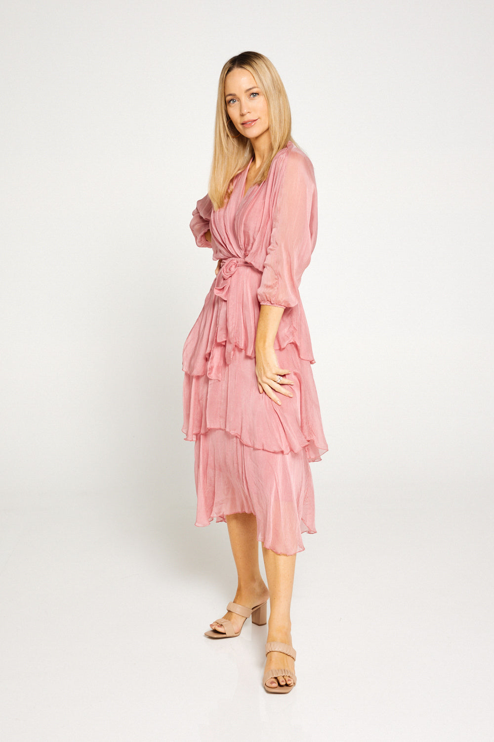 Isabella Silk Dress - Pink