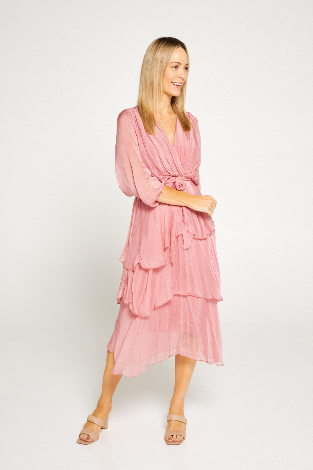Isabella Silk Dress - Pink | Mature Women's Clothing | TULIO Fashion