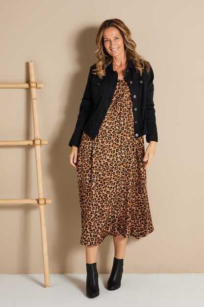 Reya Dress - Golden Leopard