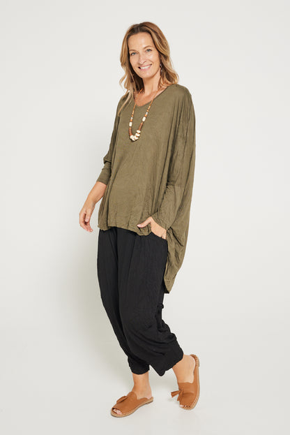 V neck Celia Top - Khaki