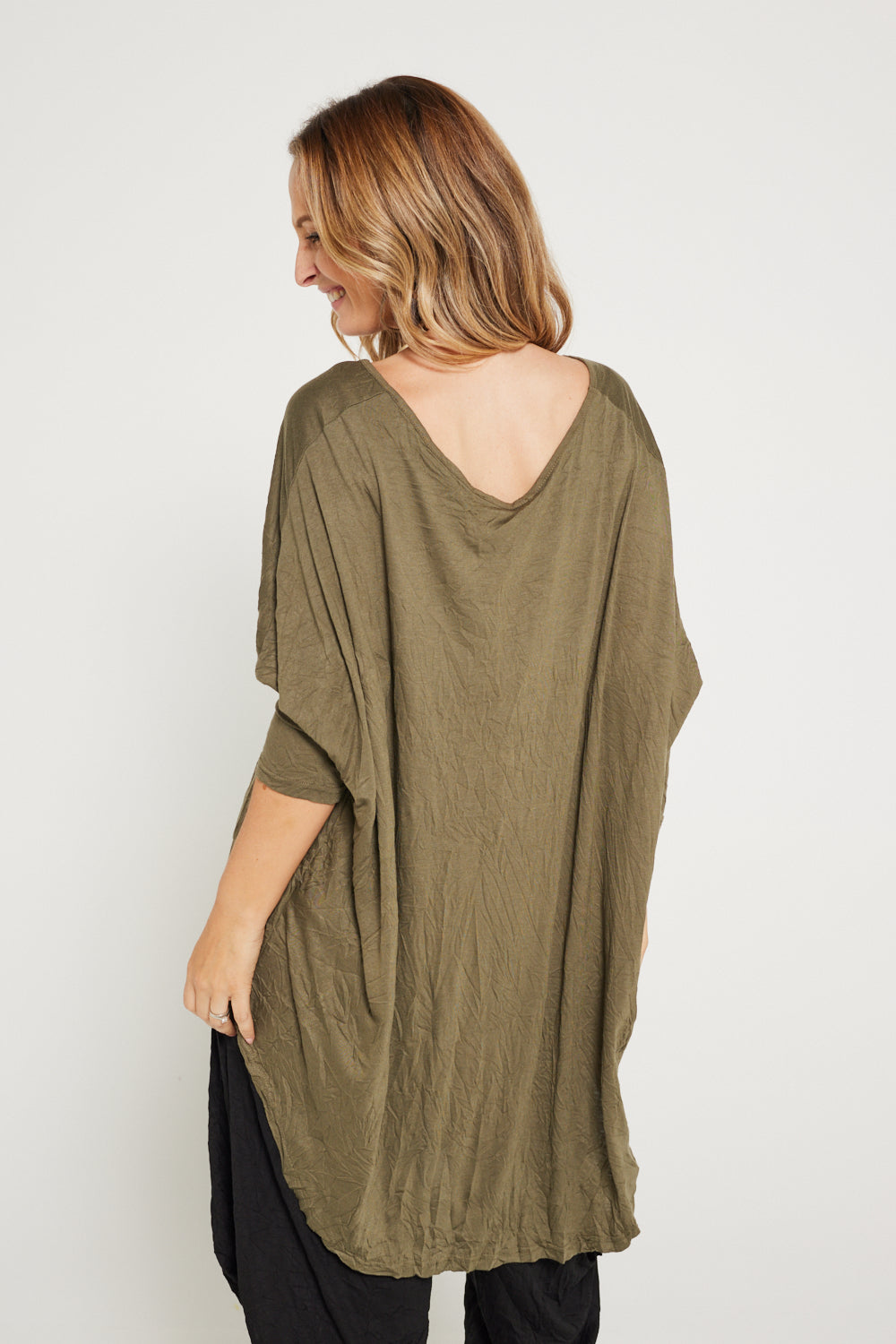 V neck Celia Top - Khaki