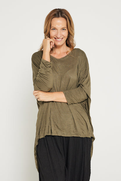 V neck Celia Top - Khaki