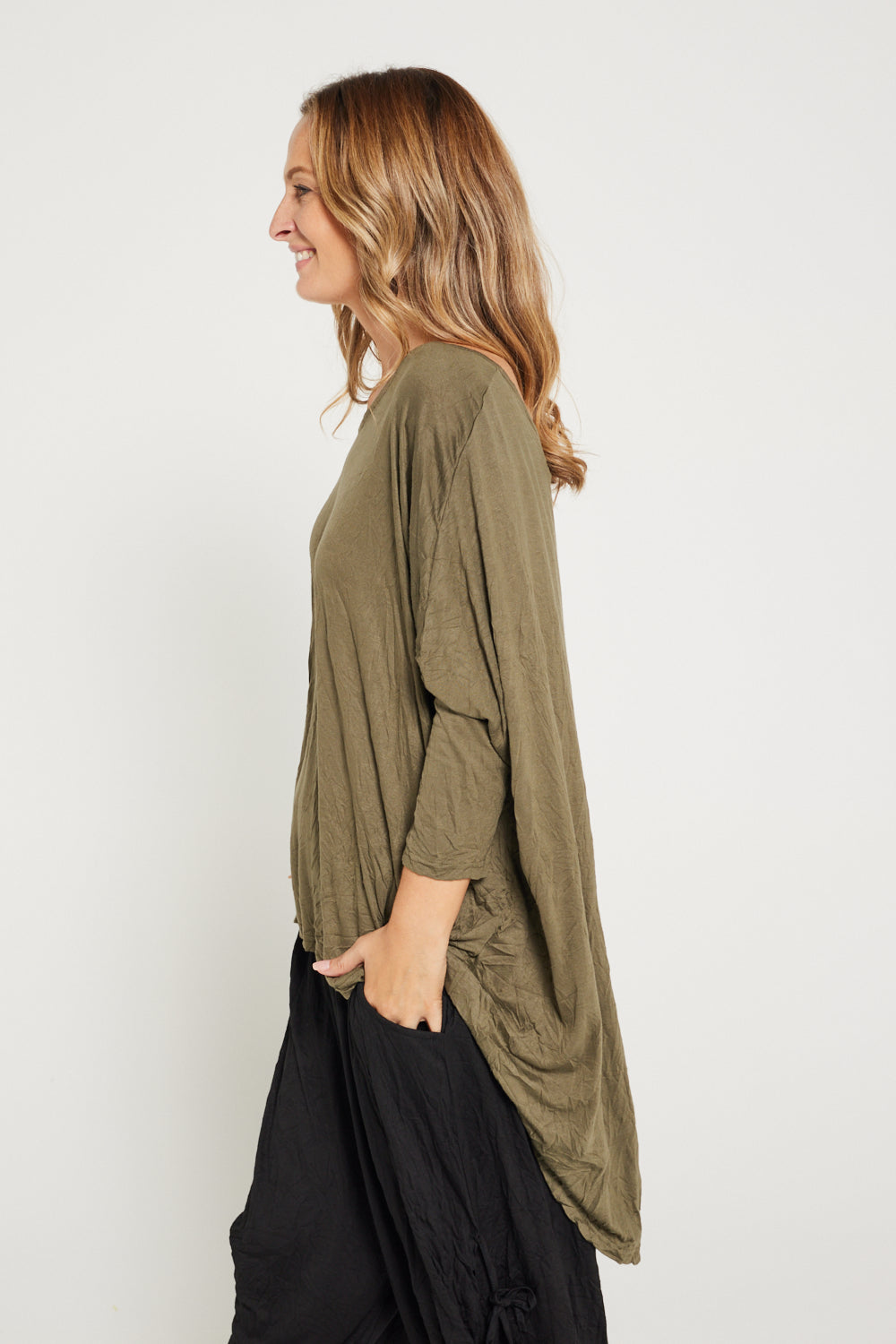 V neck Celia Top - Khaki